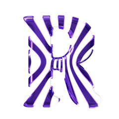 White symbol with dark purple thin straps. letter r