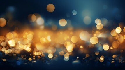 Fototapeta na wymiar Blue and Gold Abstract Background with Bokeh on New Year's Eve AI Generated