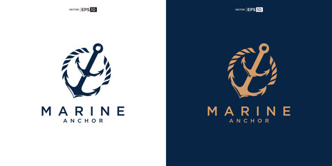 Anchor logo icon. Marine logo. Nautical emblem. Maritime symbol. Sailor sign. Vector illustration.