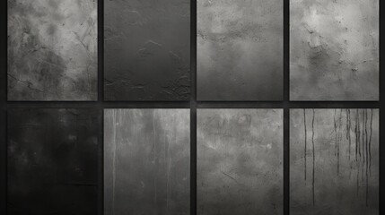 Collection of Grunge Textures: Overlay Textures Set Stamp with Grunge Effect on Dark Concrete Wall AI Generated