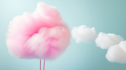 Colorful Cotton Candy on Soft Pastel Background AI Generated