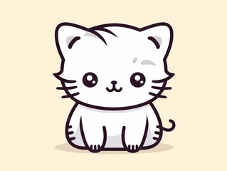 Minimal Simple Hand-Drawn Kitten Illustration AI Generated