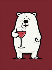 Naklejka premium Bear toasting with cocktail