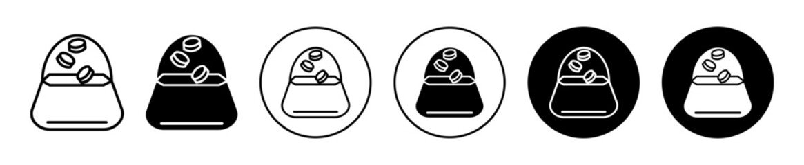 purse and coins flat line icon set. purse and coins Thin line illustration vector