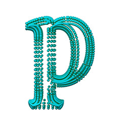 Symbol of small turquoise spheres. letter p - obrazy, fototapety, plakaty