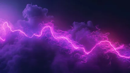 Poster Neon colored purple lines crossing cloud © Chingiz