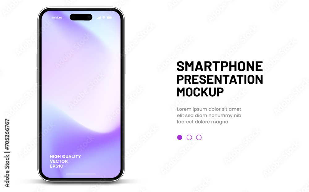 Poster 3d high quality vector smartphone mockups. Ultra realistic mobile device UI UX mockup for presentation template. Cellphone frame with blank screen isolated templates. 3d isometric illustration.