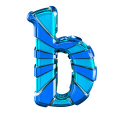 Blue 3d symbol with horizontal thin straps. letter b