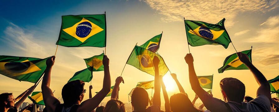 people waving brazilian flag