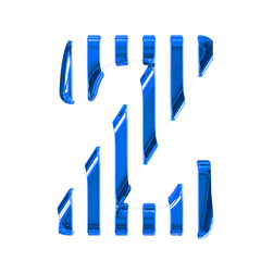 White symbol with thin blue vertical straps. letter z