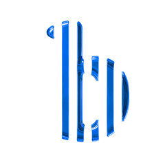 White symbol with thin blue vertical straps. letter b