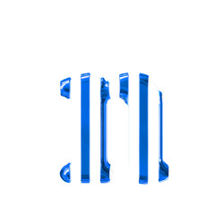 White symbol with thin blue vertical straps. letter n