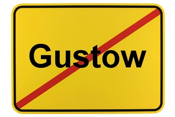 Illustration eines Ortsschildes der Gemeinde Gustow in Mecklenburg-Vorpommern