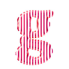 White symbol with pink vertical ultra thin straps. letter g