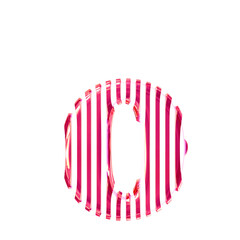 White symbol with pink vertical ultra thin straps. letter o