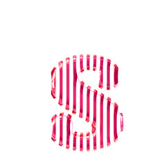 White symbol with pink vertical ultra thin straps. letter s