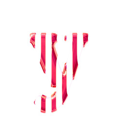 White symbol with thin pink vertical straps. letter y