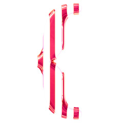 White symbol with thin pink vertical straps