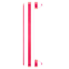 White symbol with thin pink vertical straps