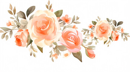 Floral frame with watercolor flowers, decorative flower background pattern, watercolor floral border background