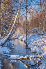 winter river in sunlight