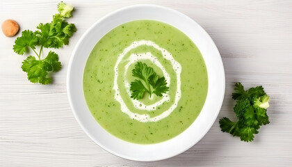 Broccoli green soup with fresh parsley. Healthy and diet vegan d