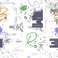 Trendy fashion print text seamless pattern
