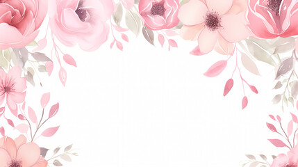 Obraz premium Floral frame with watercolor flowers, decorative flower background pattern, watercolor floral border background