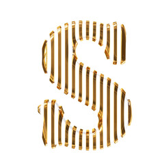 White symbol with gold vertical ultra thin straps. letter s