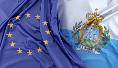 Ruffled Flags European Union And