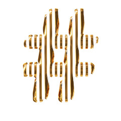 White symbol with gold vertical ultra thin straps