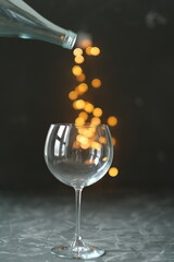 Colorful lights bokeh, Chrismas lights bokeh. Blurred and glowing lights. Boceh lens effect from lighting spots.