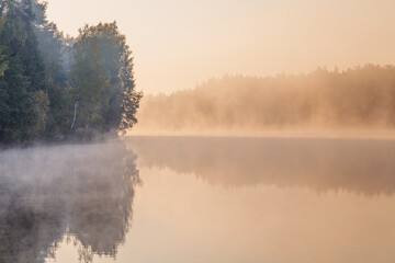 foggy lake landscape - 705275395