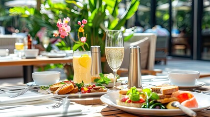 A simple pleasure - weekend brunch outdoors on a summer day