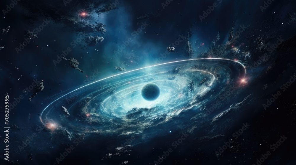 Wall mural colorful space galaxy cloud nebula. stary night cosmos. universe science astronomy. supernova planet