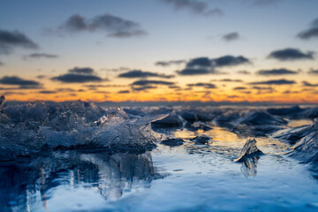 sunrise over the frozen ocean