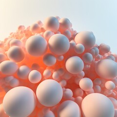 3D rendering of a pile of pink and white spheres