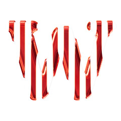 White symbol with thin red vertical straps. letter w