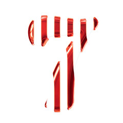 White symbol with thin red vertical straps. number 7