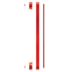 White symbol with thin red vertical straps