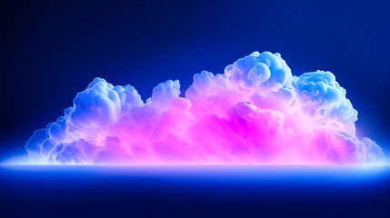 Clouds in blue and pink neon light
