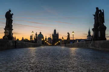 Plexiglas schilderij Karelsbrug sunrise in the morning on charles bridge  © alefree