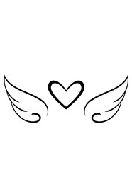 Angel's Heart with Wings Outline SVG Vector