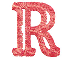 Symbol made of pink dollar signs. letter r © oleg