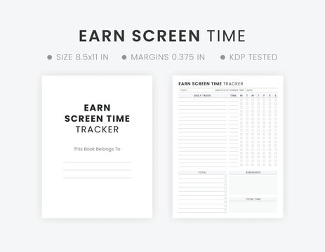 Editable Earn Screen Time Checklist for Teenagers and Kids, Printable Screen Time Chore Chart Tracker