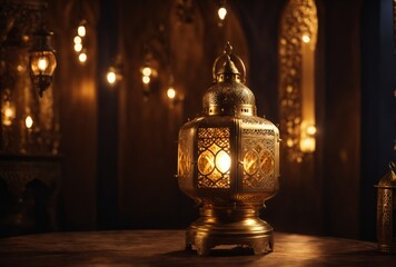 Golden lantern in the dark