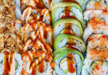 close up on fresh sushi roll 