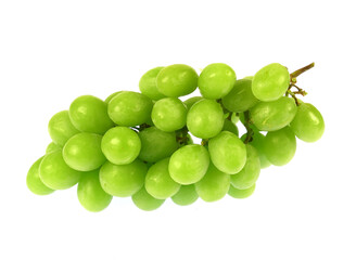  close up on green grape isolated on white background
