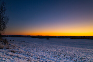 sunset in the winter