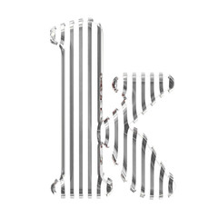 White symbol with gold vertical ultra thin straps. letter k